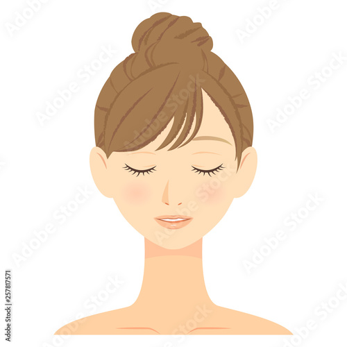 目を閉じた女性の顔