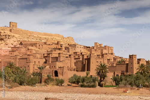 Ait Benhaddou ancient village in Morocco under the blue sky