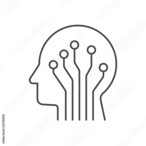 Ai - Artificial intelligence concept. Face outline made of circuit line.