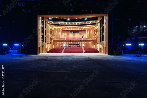The bright and spacious interior structure of the theatre lobby