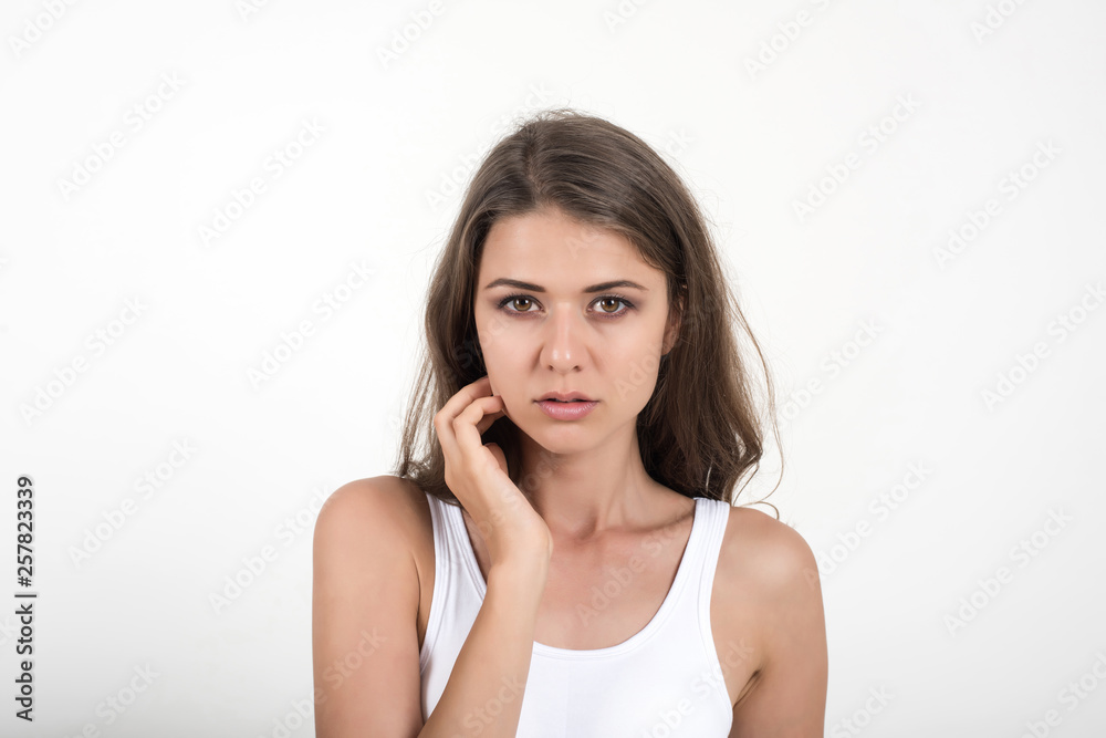Beautiful woman with healthy body on white background Beautiful woman with healthy body on white background