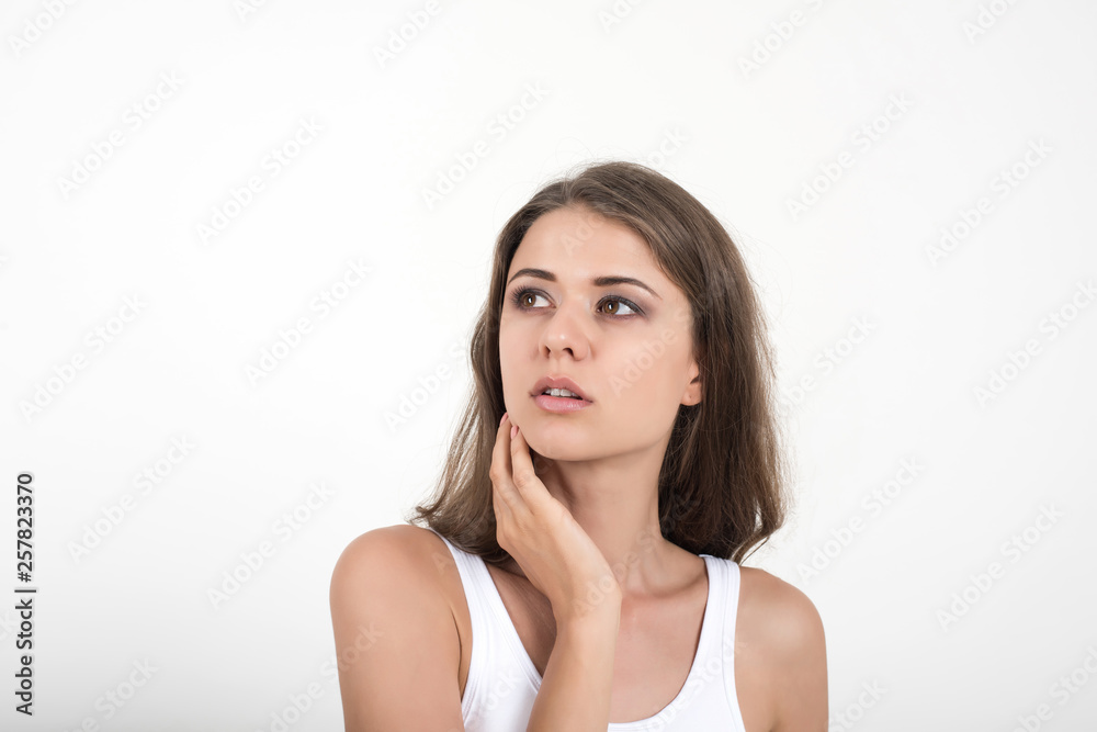 Beautiful woman with healthy body on white background Beautiful woman with healthy body on white background