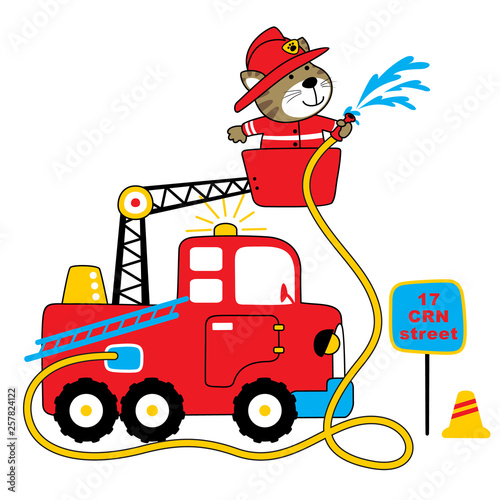 firefighter vector cartoon illustration