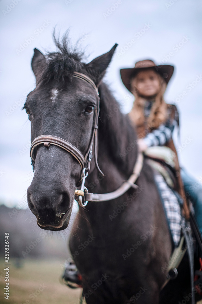 Obraz premium Child horse. Kids. Kid. Animal. Horse. Nature. Childhood. 