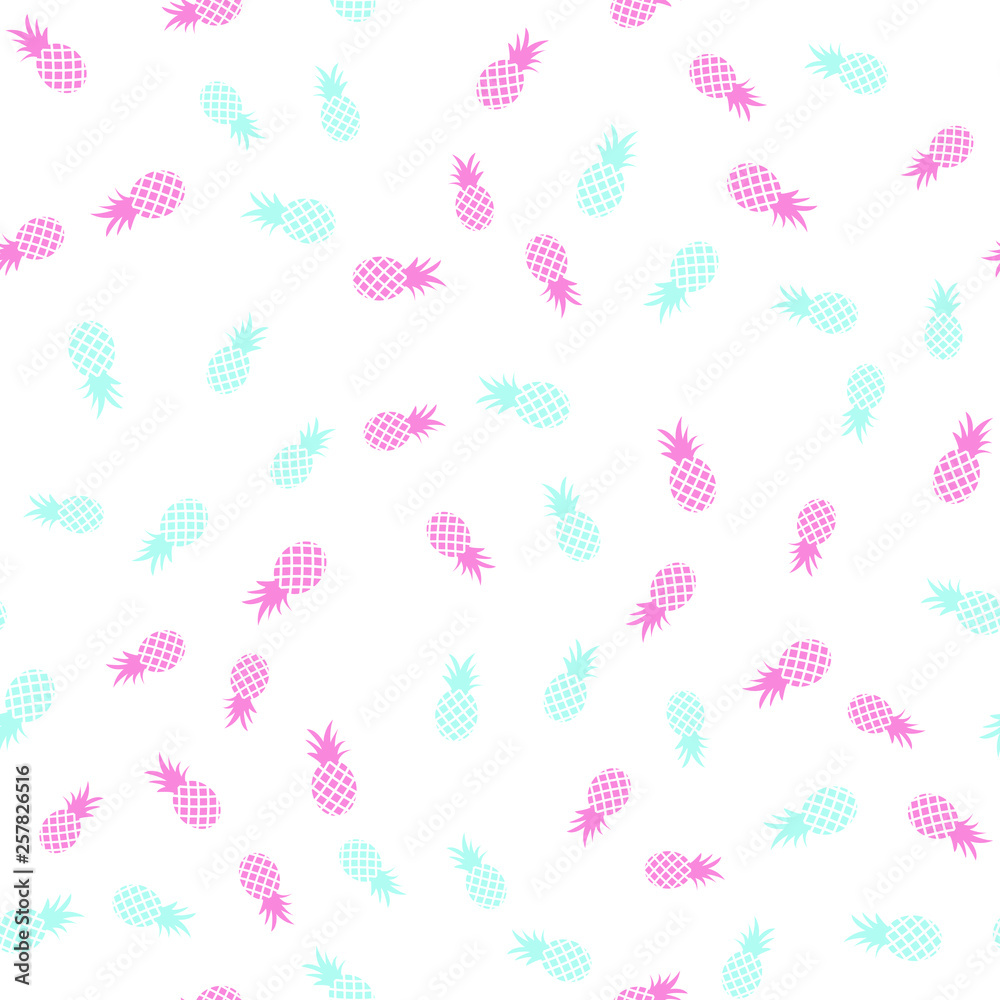Vector seamless pattern with pineapples. Tropical Summer fruit 