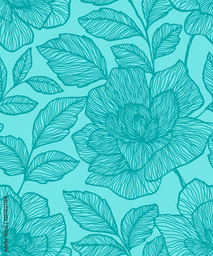 Seamless pattern with abstract flowers. Creative floral surface design. Design for fabric, wallpaper, wrapping, cover. 