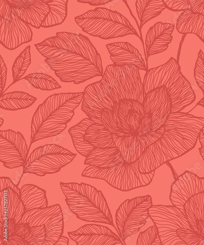 Seamless pattern with abstract flowers. Creative floral surface design. Design for fabric, wallpaper, wrapping, cover. © Anna