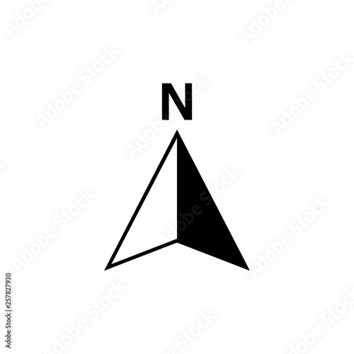 North arrow icon or N direction and navigation point symbol. Vector logo for GPS navigator map