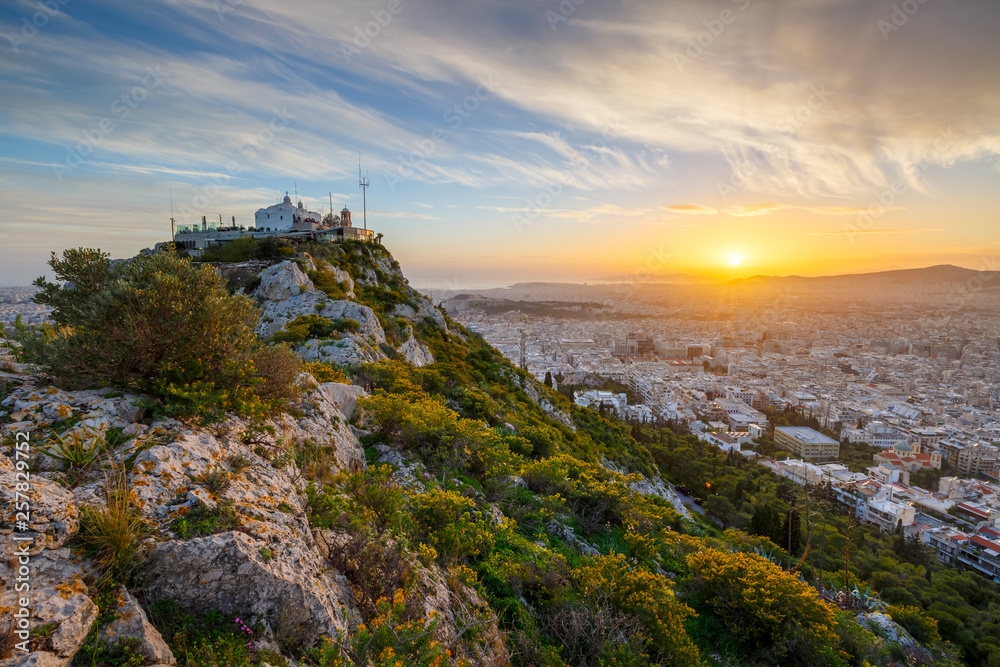 View of Athens from Lycabettus hill at sunset, Greece. View of Athens from Lycabettus hill at sunset, Greece.