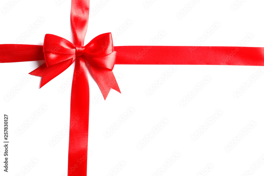 Red bow and ribbon isolated on white background. Insulation. Red bow and ribbon isolated on white background. Insulation.
