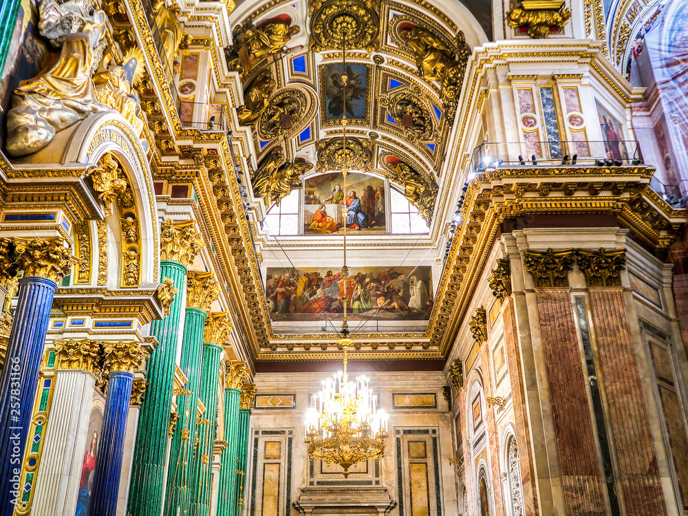 SAINT PETERSBURG, RUSSIA - JULY 26, 2018: Interior of Saint Isaac's Cathedral. The largest orthodox Cathedral in Saint Petersburg, Russia