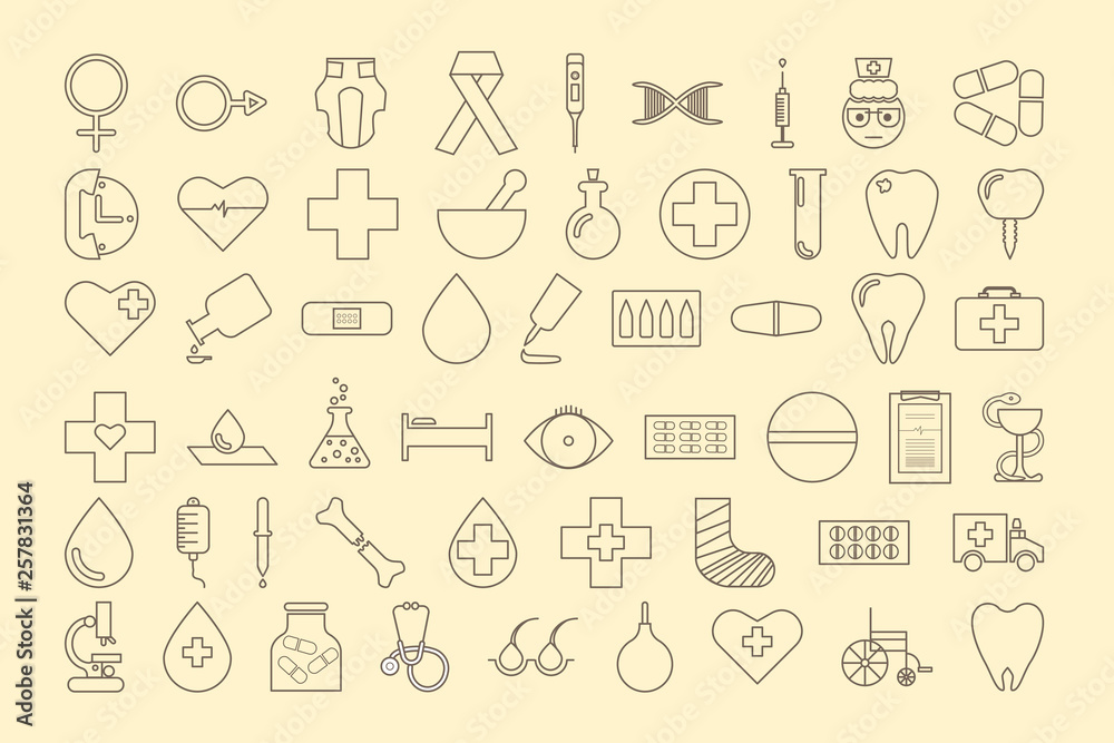 medical icons set. vector outline illustration medical icons set. vector outline illustration