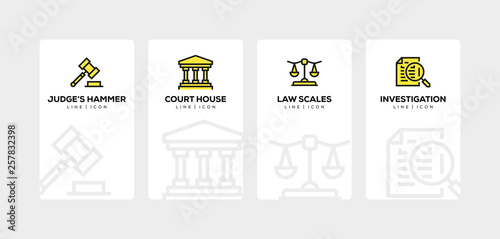 LAW AND JUSTICE LINE ICON SET