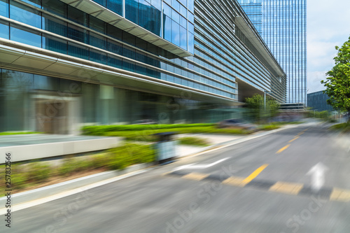empty road and modern office buildings. © hallojulie