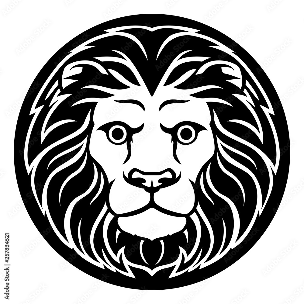 Zodiac signs circular Leo lion horoscope astrology symbol