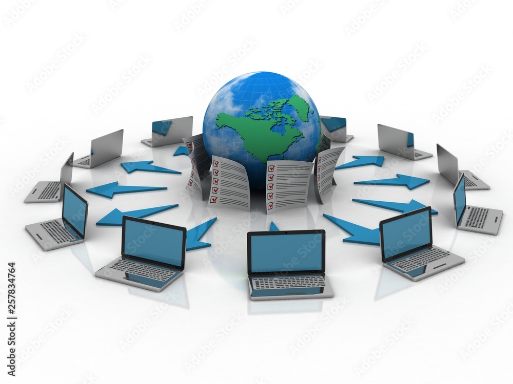 3d rendering Computer network 3d rendering Computer network