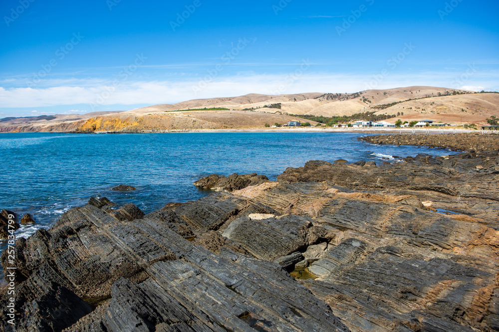 Myponga Beach on a calm bright sunny day on the Fleurieu Peninsula South Australia on 27th March 2019