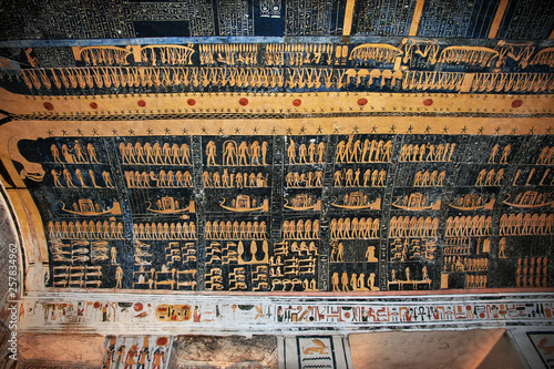 Obraz na płótnie Valley of Kings, Luxor, Egypt, Pharaoh, Tomb, Hieroglyphs, Frescoes w salonie