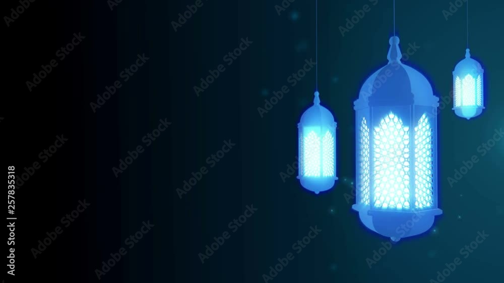 Glowing celebration lantern hanging from ceiling on dark background. Ramadan Kareem islamic motion background. 3d loopable animation. Glowing celebration lantern hanging from ceiling on dark background. Ramadan Kareem islamic motion background. 3d loopable animation.