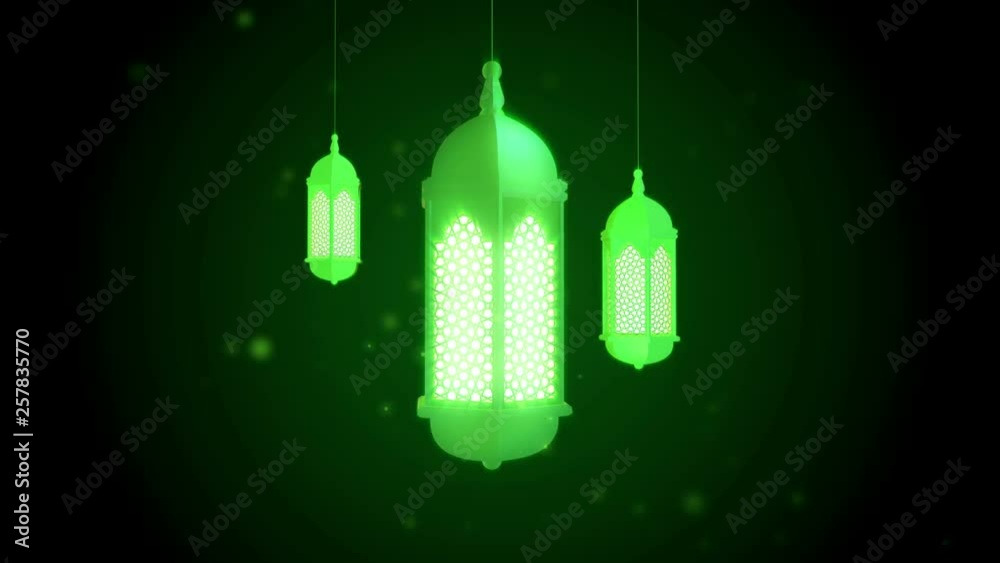 Glowing celebration lantern hanging from ceiling on dark background. Ramadan Kareem islamic motion background. 3d loopable animation. Glowing celebration lantern hanging from ceiling on dark background. Ramadan Kareem islamic motion background. 3d loopable animation.