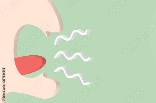 close up of mouth for bad breath - dental cartoon 3d render