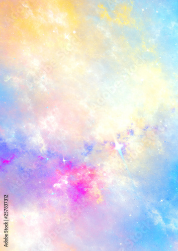 Wallpaper Mural Abstract sky with color clouds. Fantasy soft pattern with lighting effect. Beautiful background for wallpaper, interior, album, flyer cover, poster. Fractal artwork for creative graphic design. Torontodigital.ca