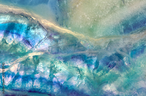 Foto green and blue fluorite texture macro