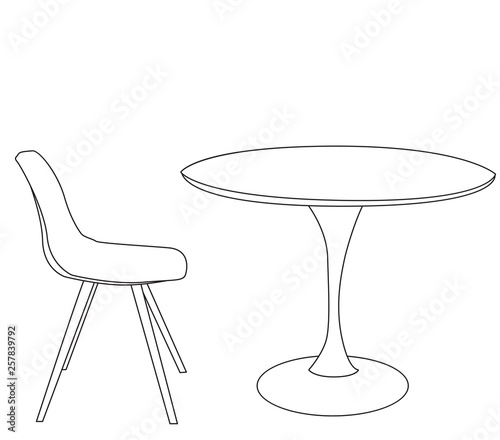sketch, round table and chair