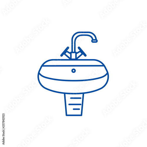 Washbasin,washstand line concept icon. Washbasin,washstand flat  vector website sign, outline symbol, illustration.