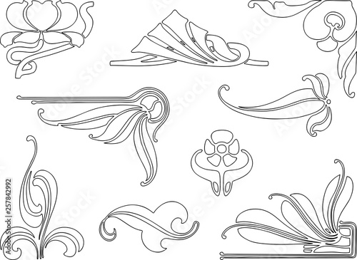 Vector image of a set of decorative design elements