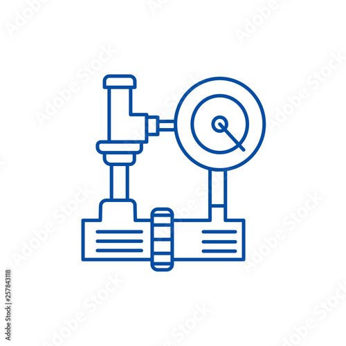 Water pressure system, hvac industry line concept icon. Water pressure system, hvac industry flat  vector website sign, outline symbol, illustration.