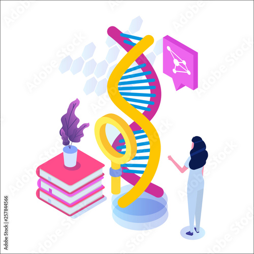 CRISPR CAS9 - Genetic engineering isometric concept. Vector illustration