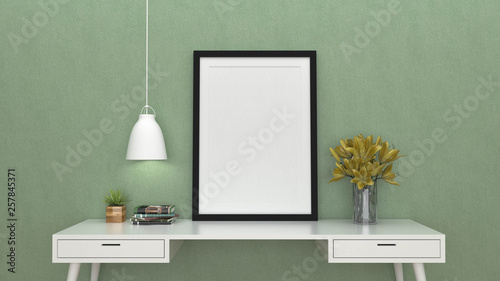mock up poster frame with interior background, 3D render