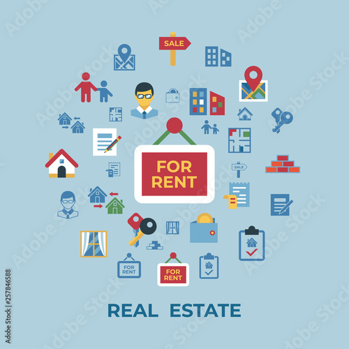 Real estate and housing property icons