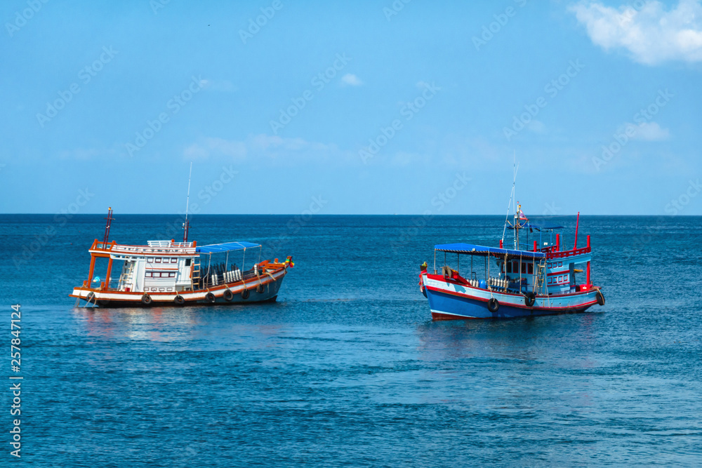 Fishing boats in the bay of the Indian Ocean