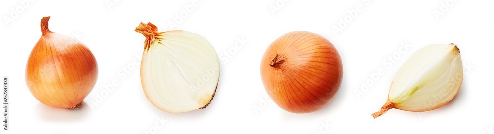 Set of fresh onion isolated on white background - obrazy, fototapety, plakaty 