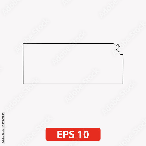 Map of Kansas. Vector