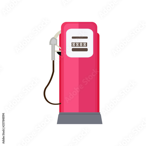 Modern glossy red petrol automobile plant isolated on white background