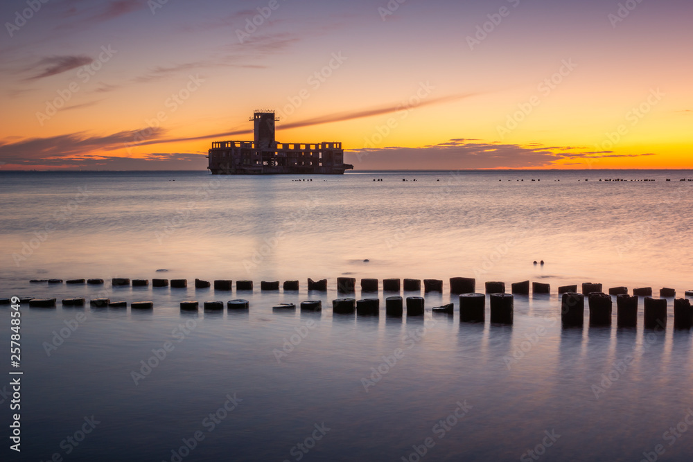 Ruins old military building on Baltic Sea in Babie Doly, Gdynia, Poland Ruins old military building on Baltic Sea in Babie Doly, Gdynia, Poland
