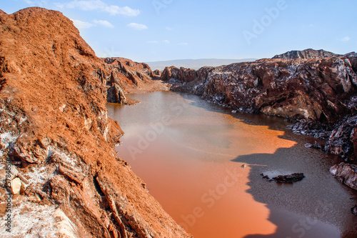 Salt Lake Namak in the province of Qom, Iran (Persia) - salt crystals on brown earth