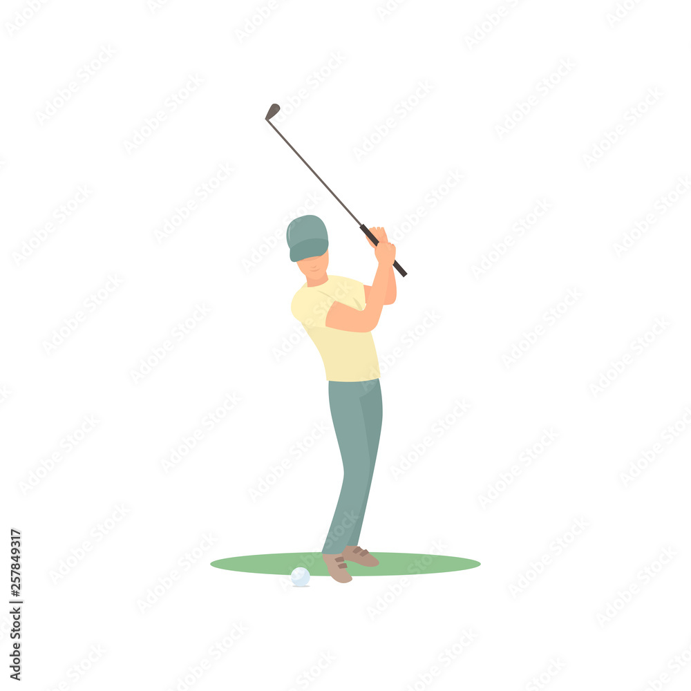 Golf player swinging club over head isolate on white background Golf player swinging club over head isolate on white background