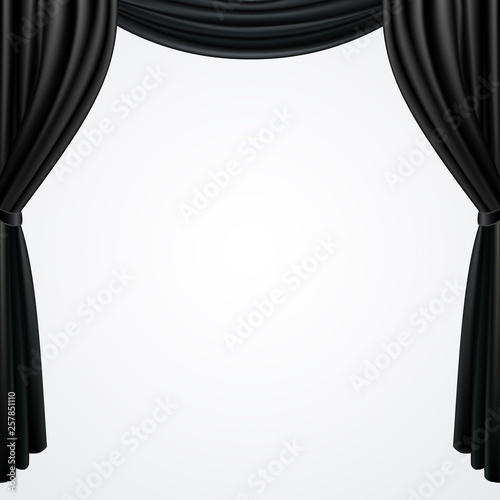 Black curtains  drapes  isolated on white background