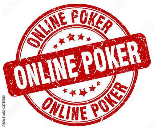 online poker red grunge round vintage rubber stamp
