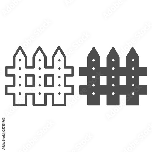 Fence line and glyph icon. Barrier vector illustration isolated on white. Plank outline style design, designed for web and app. Eps 10.