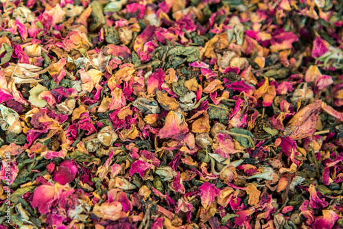 colorful dried fruit tea leaves for the whole frame