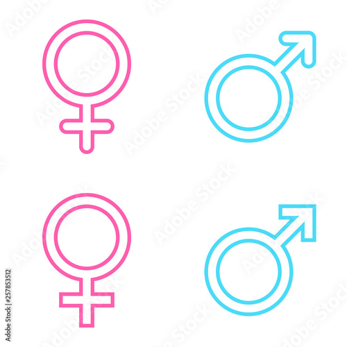 Set of male and female line symbols