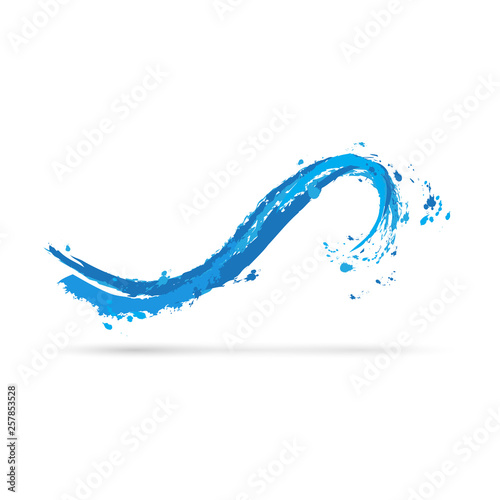 Vector abstract blue wave of the sea , handmade with brushstrokes