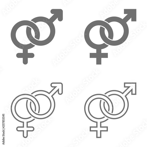 Set of male and female symbols combination