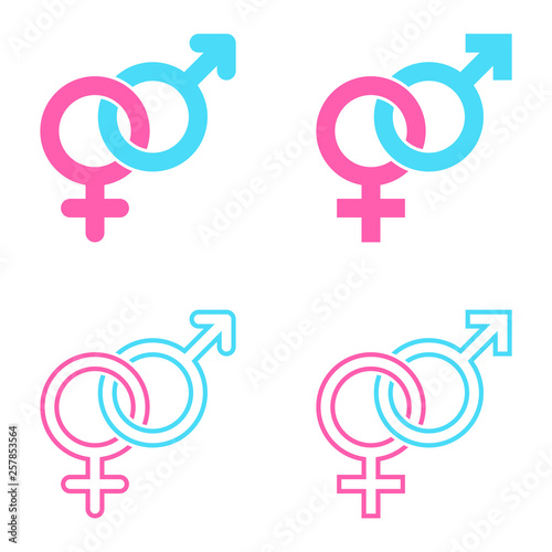 Set of male and female symbols combination