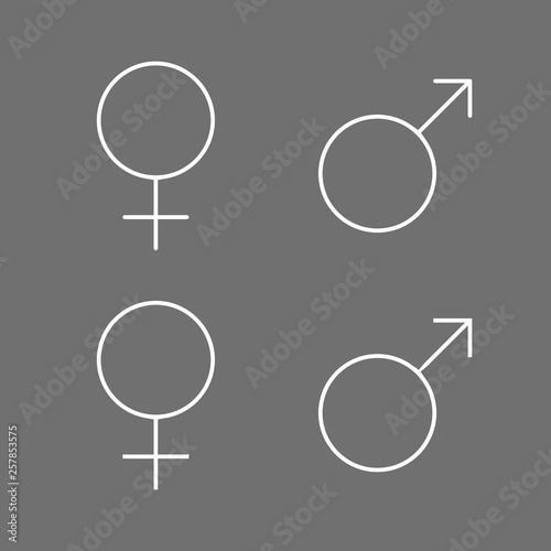 Set of male and female line symbols